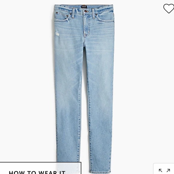 NEW! J.Crew 9” Mid Rise Skinny Jeans in All Day Stretch, Seaside Blue Wash - Picture 2 of 7